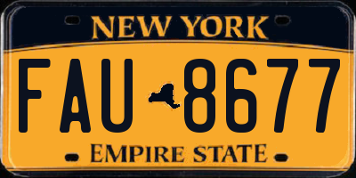 NY license plate FAU8677