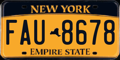 NY license plate FAU8678