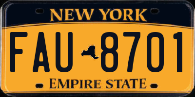 NY license plate FAU8701