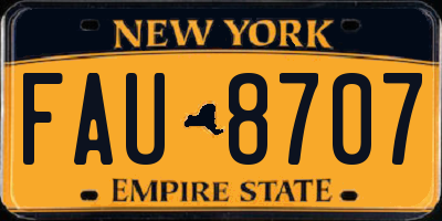 NY license plate FAU8707