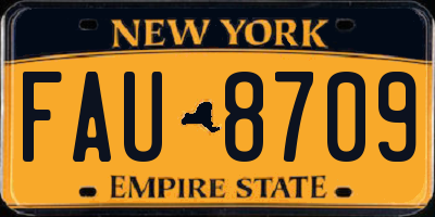 NY license plate FAU8709
