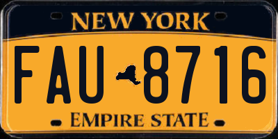 NY license plate FAU8716