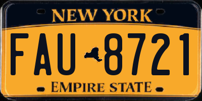 NY license plate FAU8721