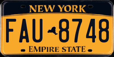 NY license plate FAU8748