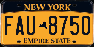 NY license plate FAU8750