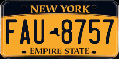NY license plate FAU8757
