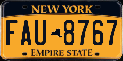 NY license plate FAU8767