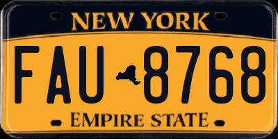 NY license plate FAU8768