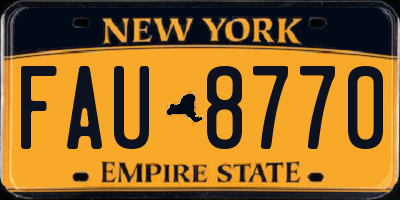 NY license plate FAU8770