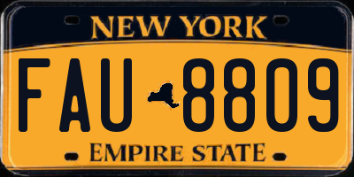 NY license plate FAU8809