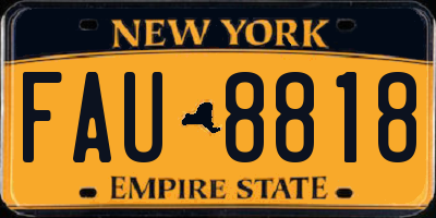 NY license plate FAU8818