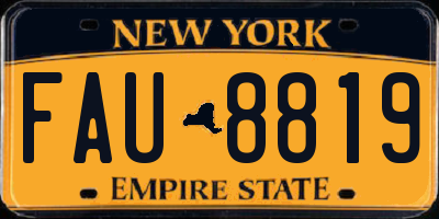 NY license plate FAU8819