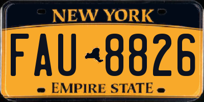 NY license plate FAU8826