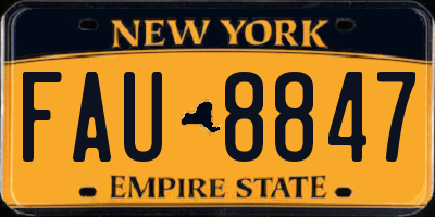 NY license plate FAU8847