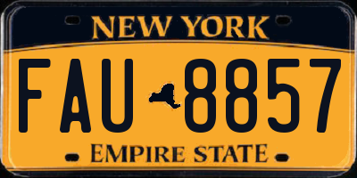 NY license plate FAU8857
