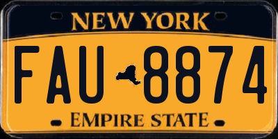 NY license plate FAU8874