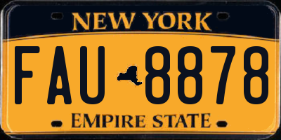 NY license plate FAU8878