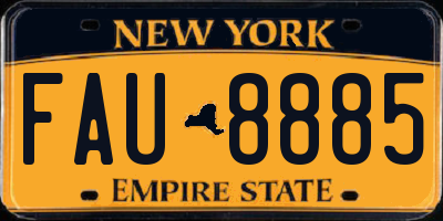NY license plate FAU8885