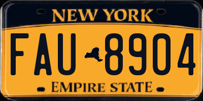 NY license plate FAU8904