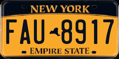 NY license plate FAU8917