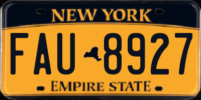 NY license plate FAU8927