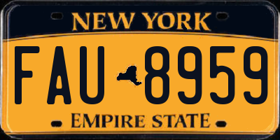 NY license plate FAU8959