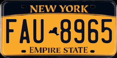 NY license plate FAU8965