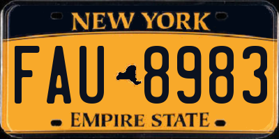 NY license plate FAU8983