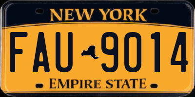 NY license plate FAU9014