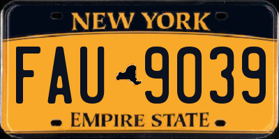 NY license plate FAU9039