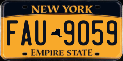 NY license plate FAU9059