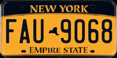 NY license plate FAU9068