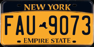 NY license plate FAU9073