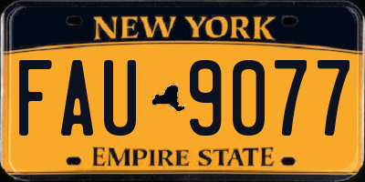 NY license plate FAU9077