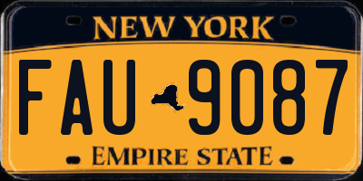 NY license plate FAU9087