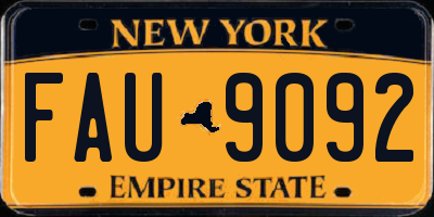 NY license plate FAU9092