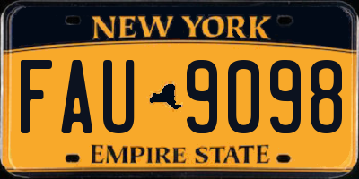 NY license plate FAU9098
