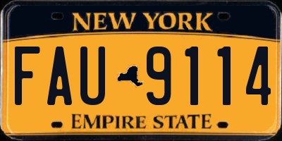 NY license plate FAU9114