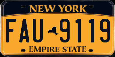 NY license plate FAU9119