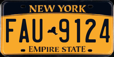 NY license plate FAU9124