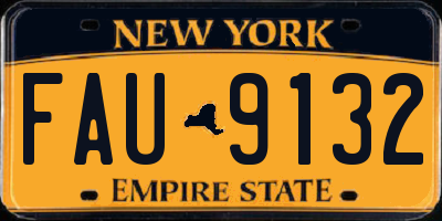 NY license plate FAU9132