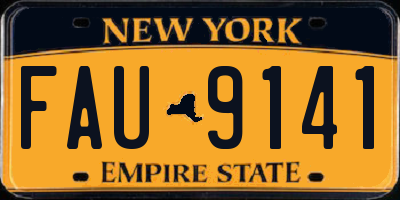 NY license plate FAU9141