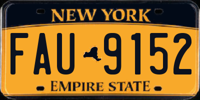 NY license plate FAU9152
