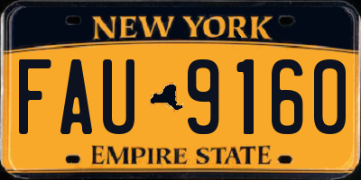 NY license plate FAU9160