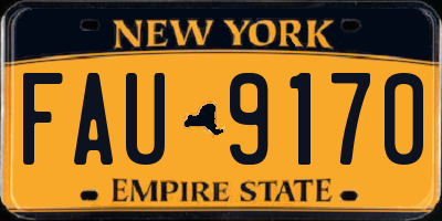 NY license plate FAU9170