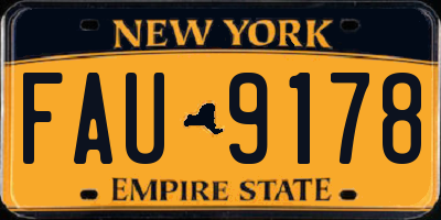 NY license plate FAU9178