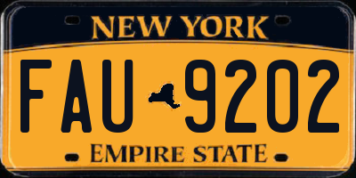 NY license plate FAU9202