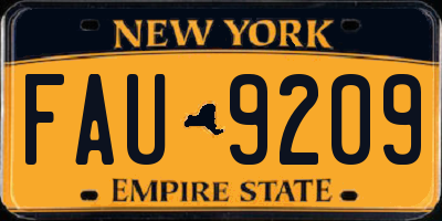 NY license plate FAU9209