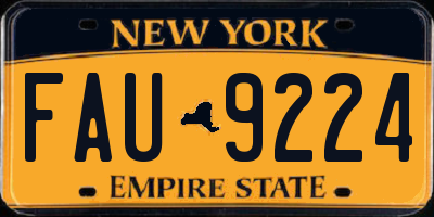 NY license plate FAU9224