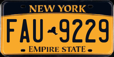 NY license plate FAU9229